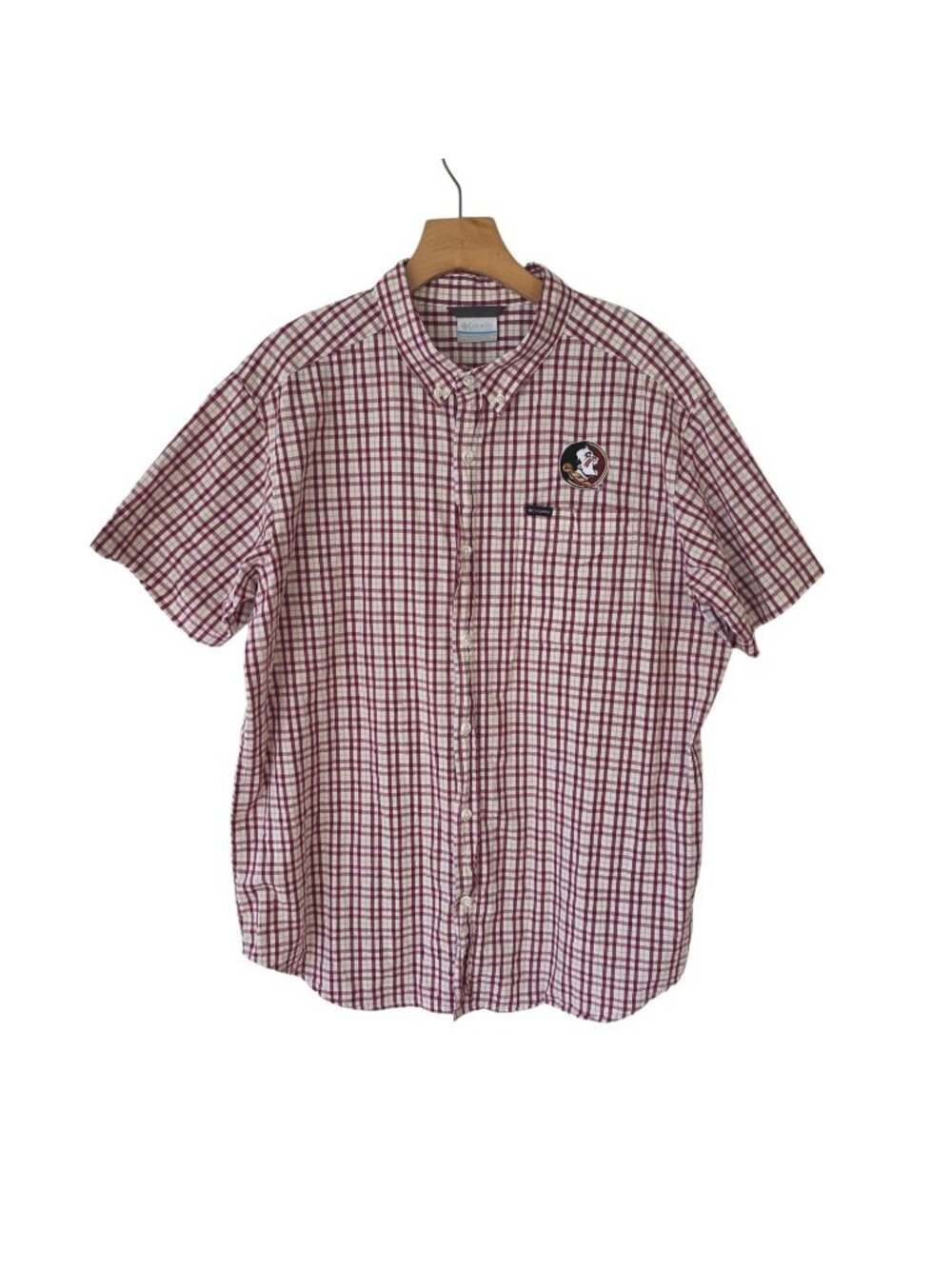 Columbia FSU Seminoles Florida State Plaid Shirt Short Sleeve Button Up Large